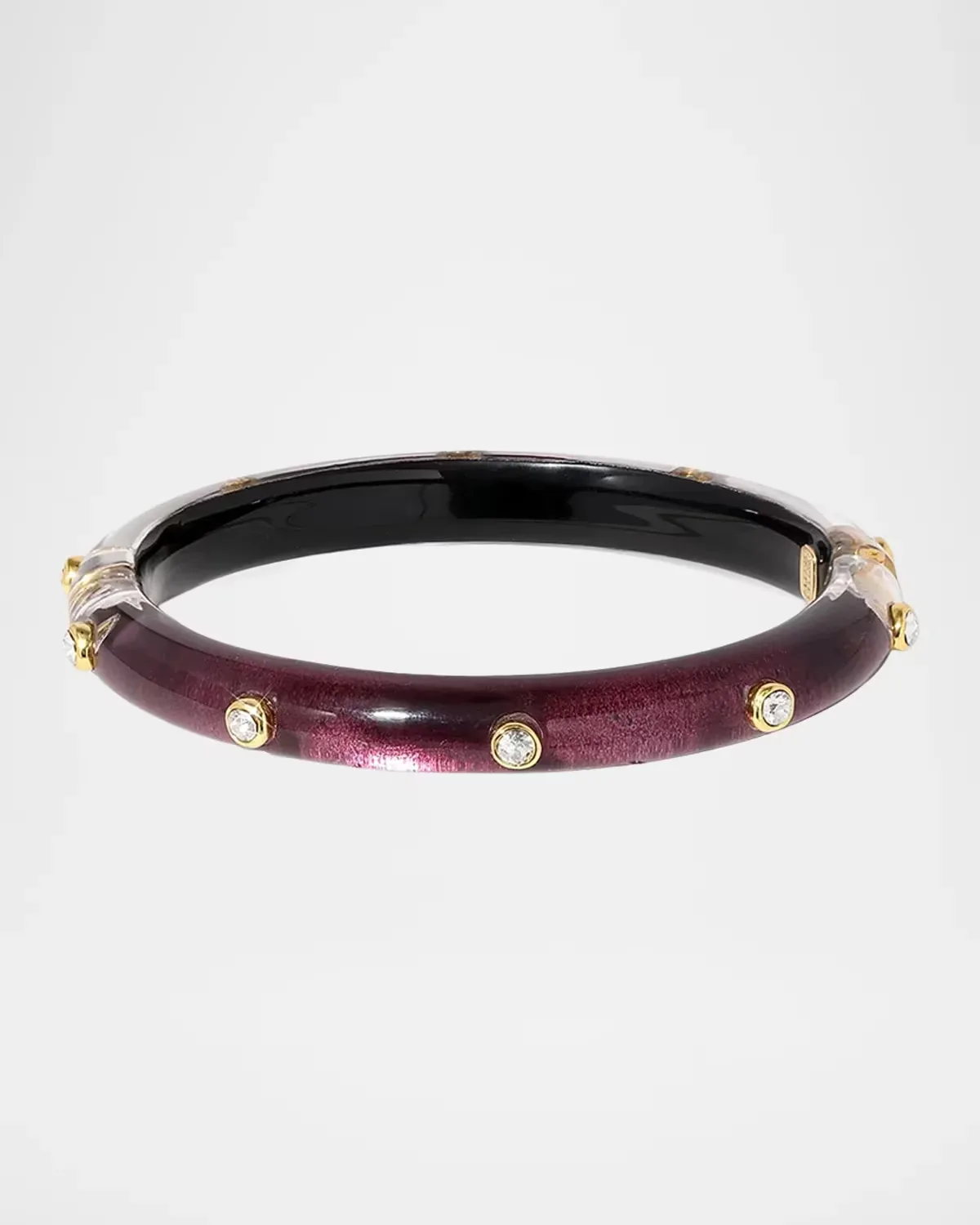 14K-Gold-Plated, Lucite & Crystal Hinged Bangle by Alexis Bittar