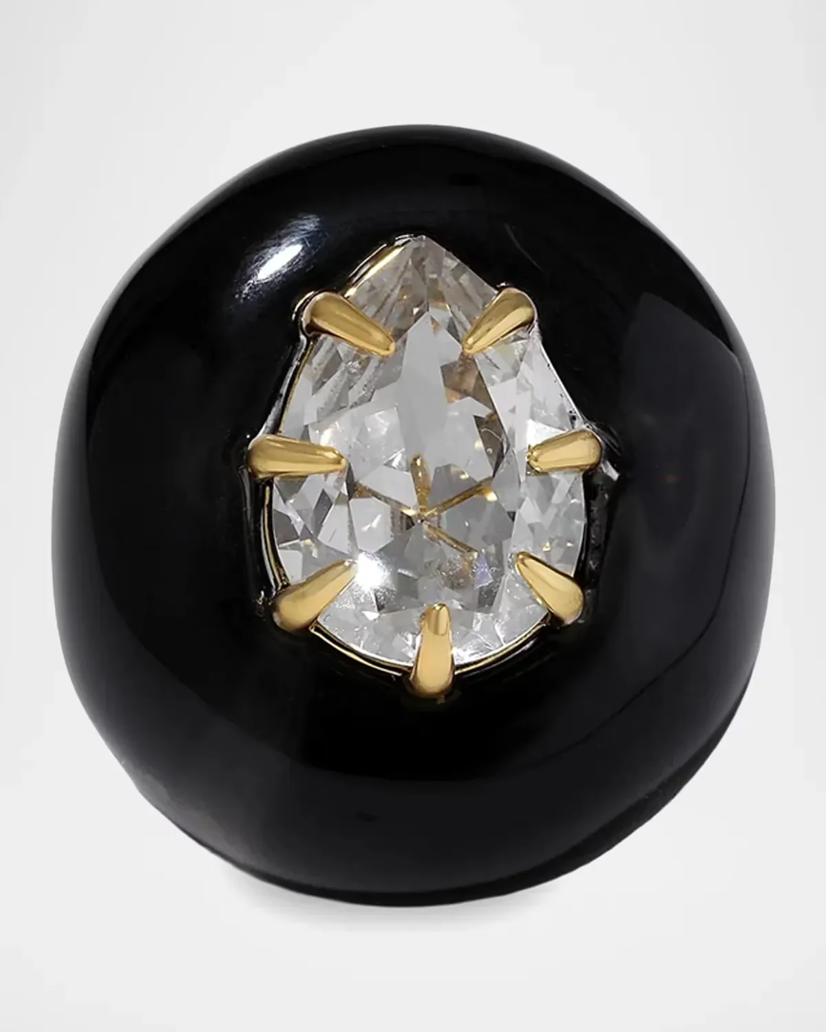 14K-Gold-Plated & Glass Crystal Teardrop Ring