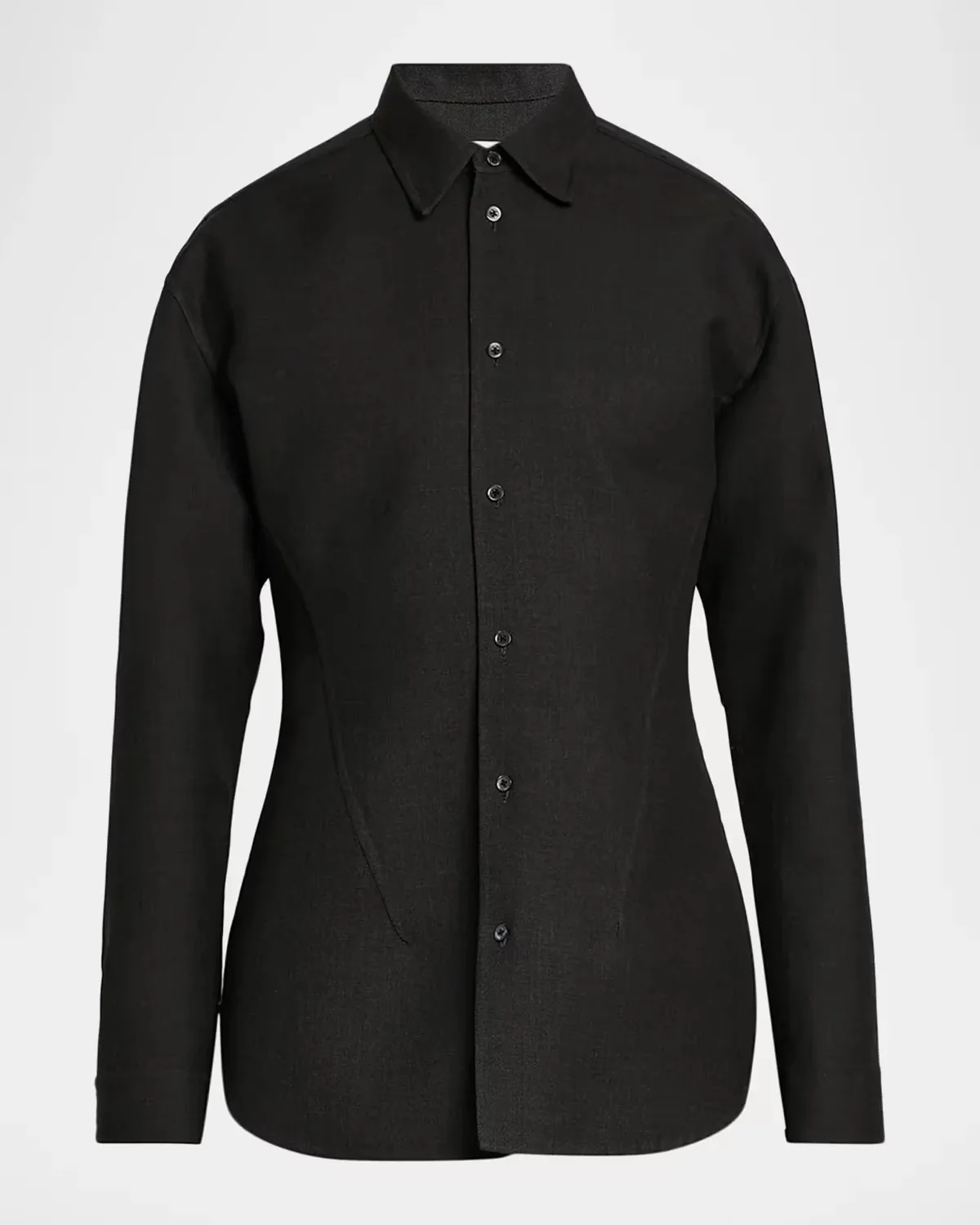 Tailored Double-Splittable Wool-Twill Melange Dress Shirt by Jil Sander