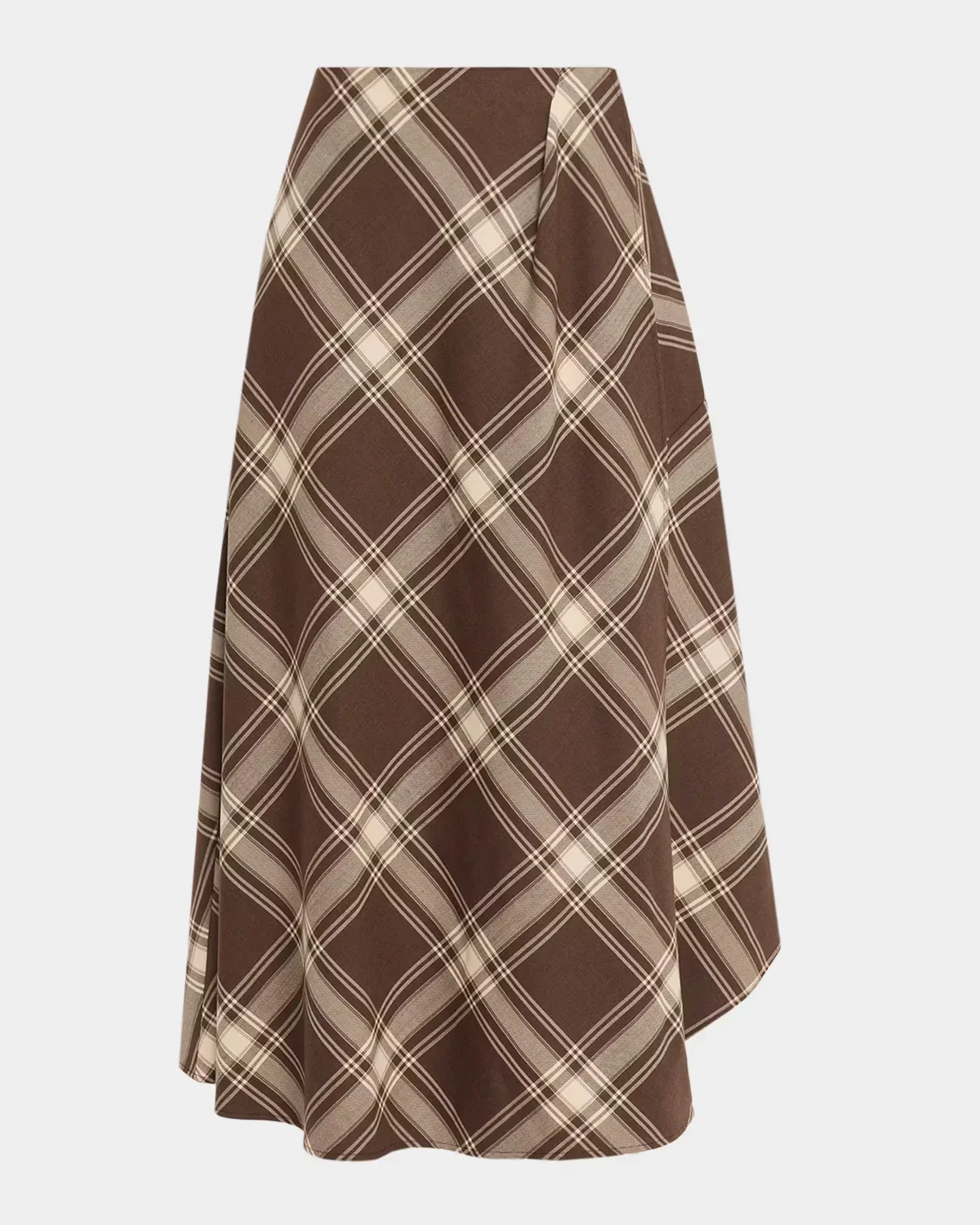 Lanoso Tartan Stretch Wool Midi Skirt