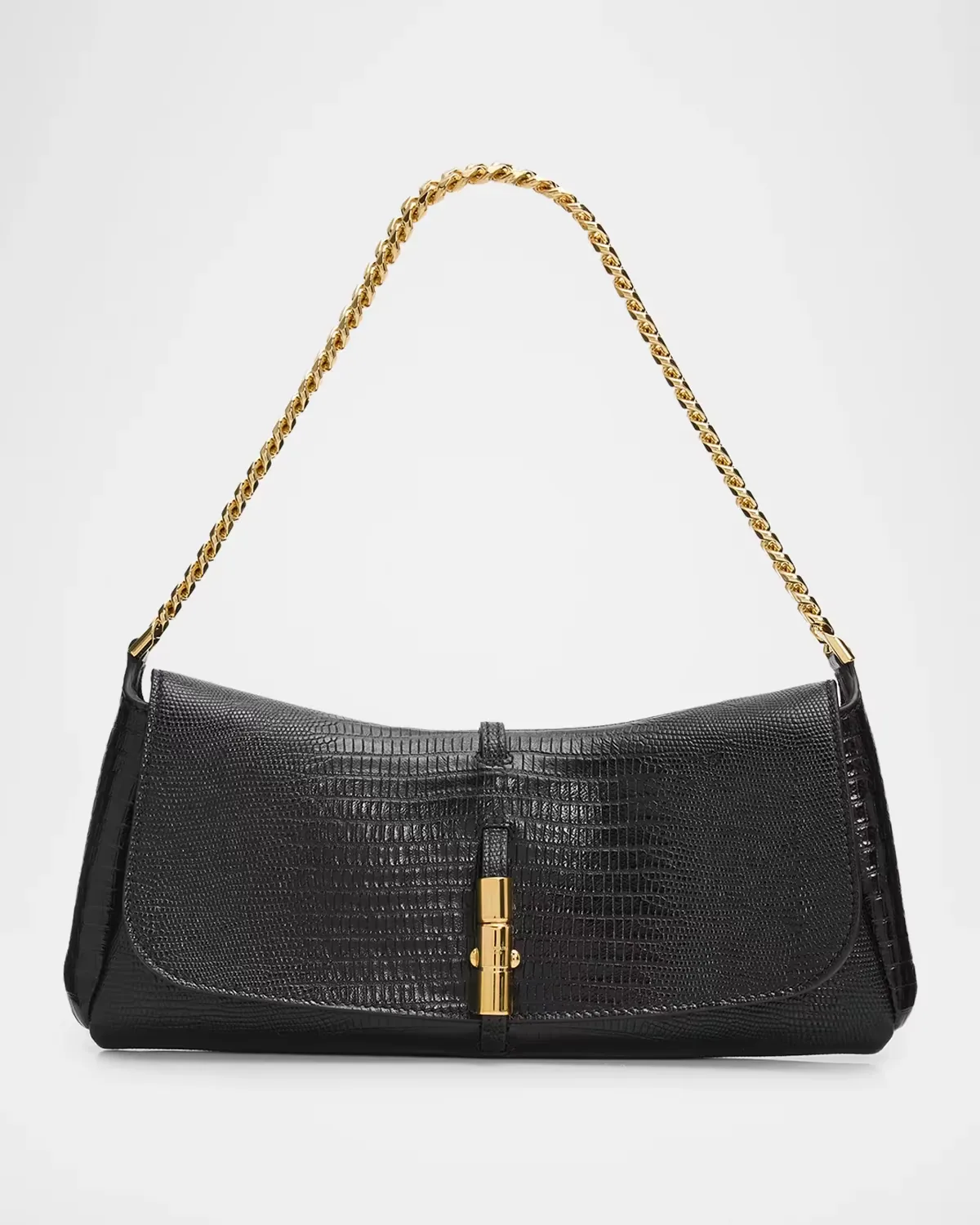 Metropolis Lizard-Embossed Leather Shoulder Bag by Balmain