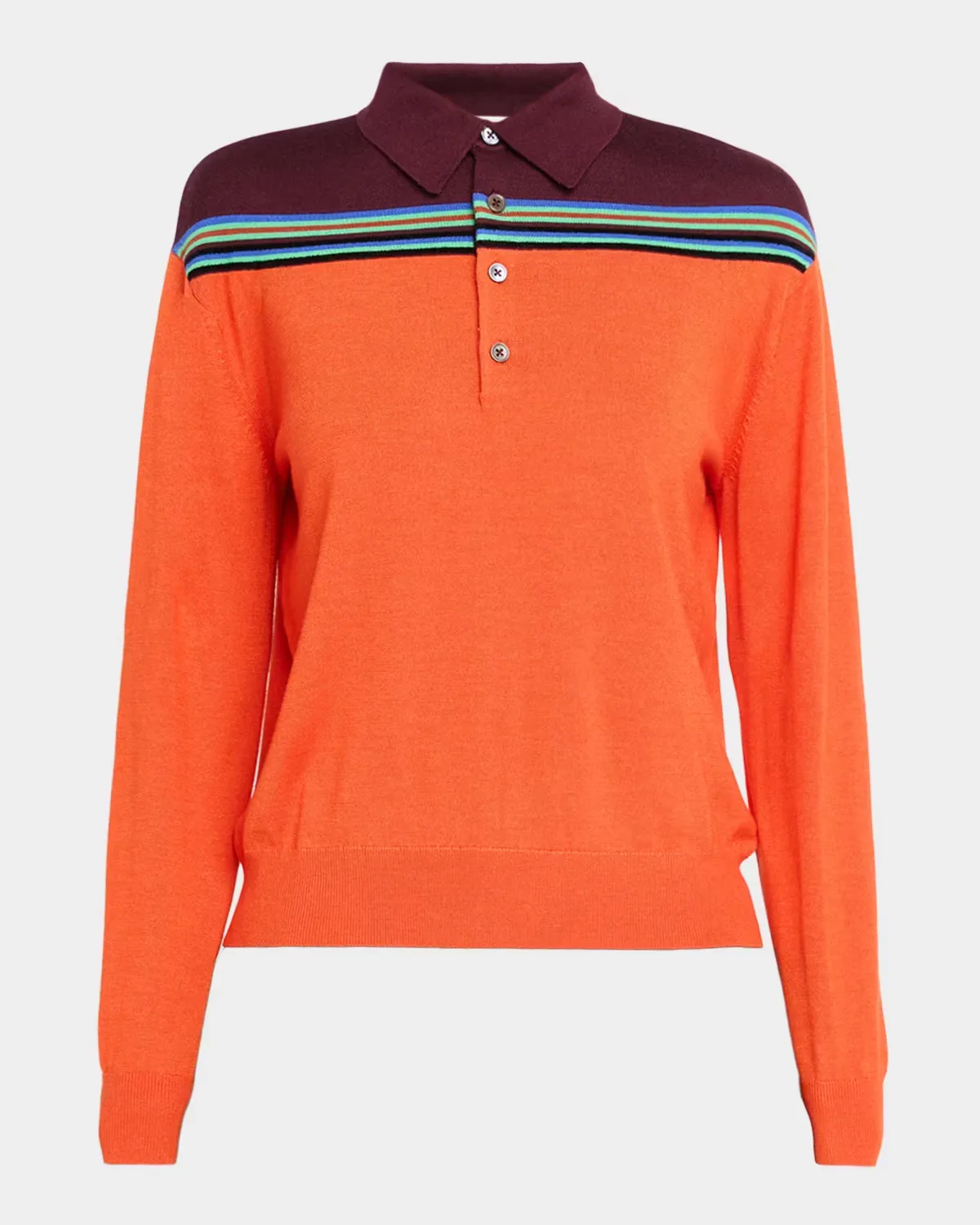 Colorblock Striped Wool-Silk Polo Sweater by CHRISTOPHER JOHN ROGERS