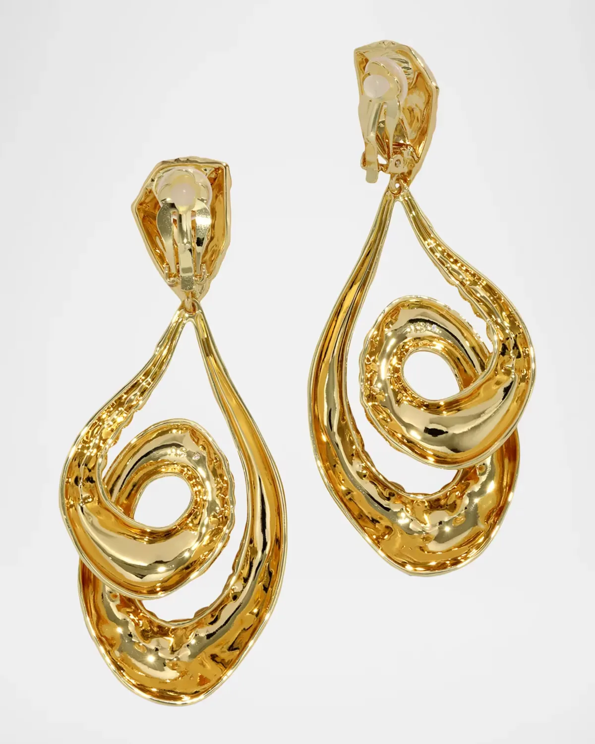 Brut Gold Large Twisted Drop Clip Earrings by Alexis Bittar