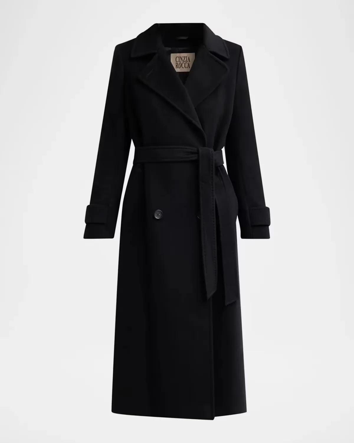 Virgin Wool Double-Breasted Longline Coat by Cinzia Rocca