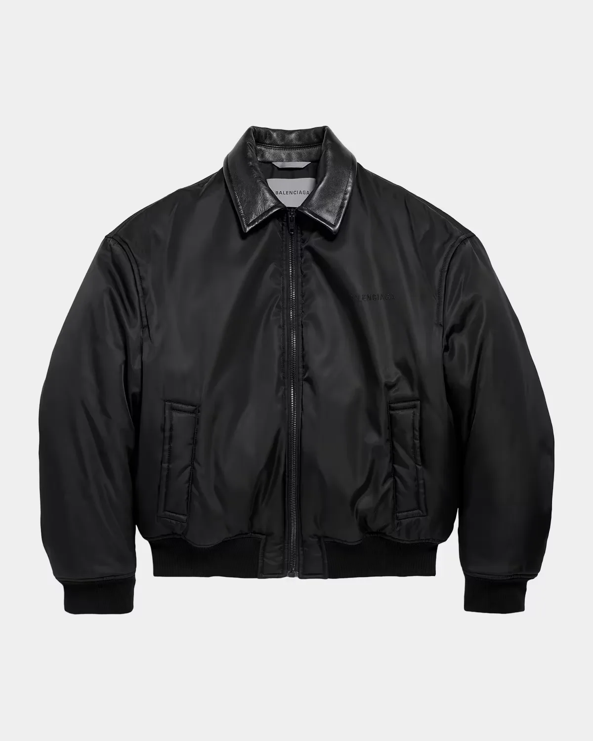 Leather-Collar Bomber Jacket by Balenciaga