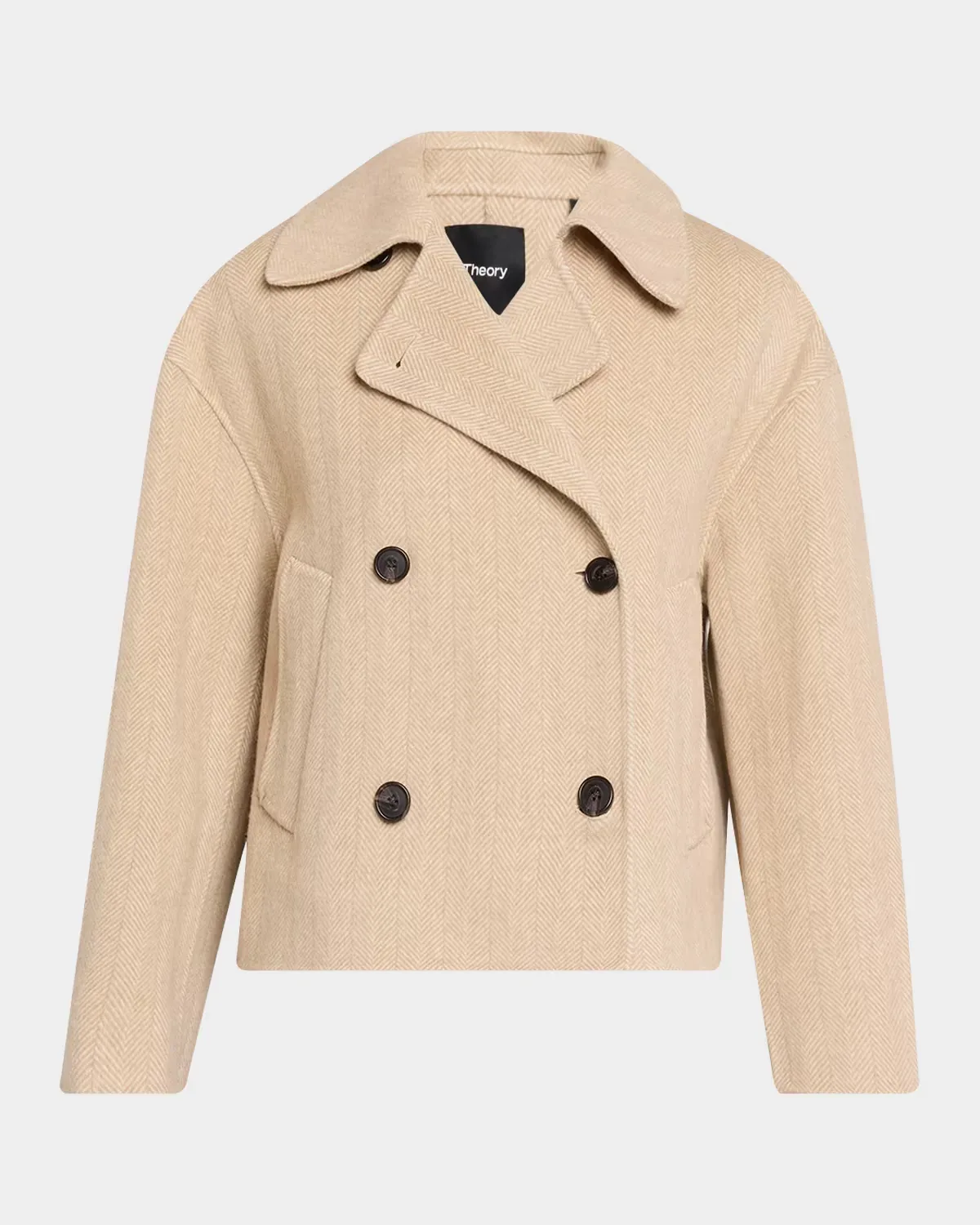Double-Breasted Herringbone Peacoat by Theory