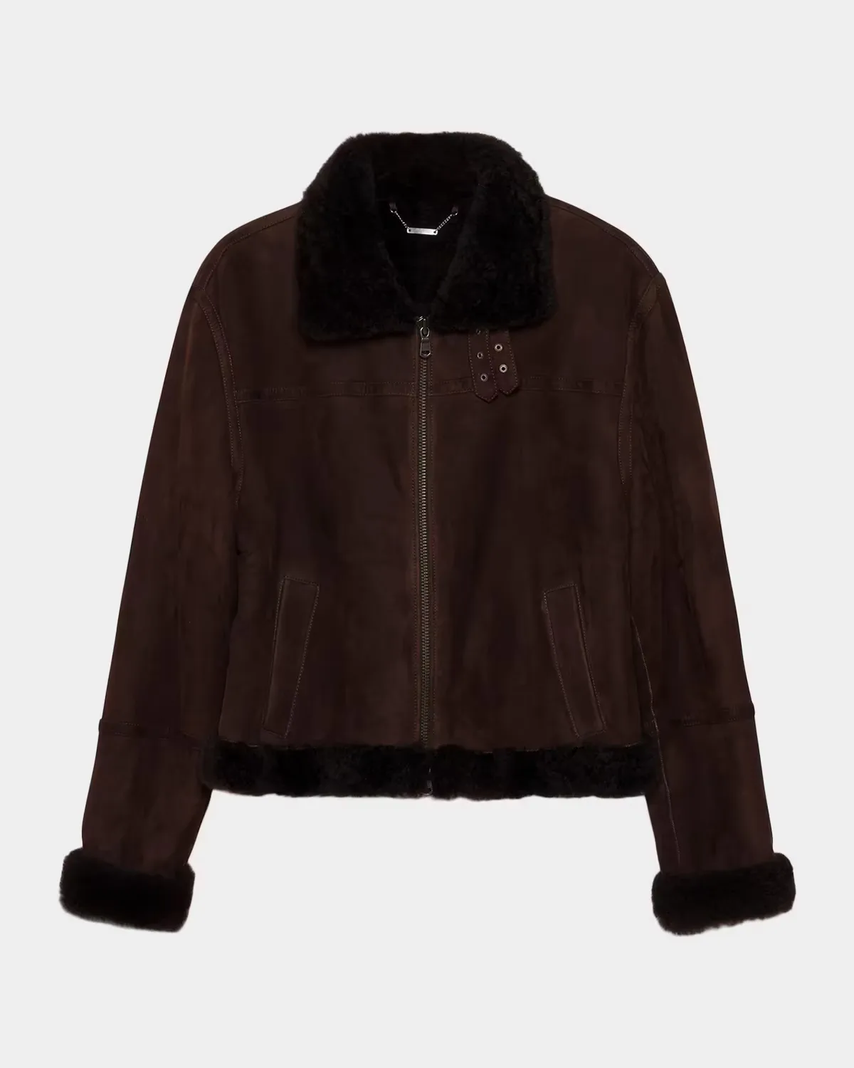 Cassia Suede Cropped Jacket with Shearling Trim by SIMKHAI