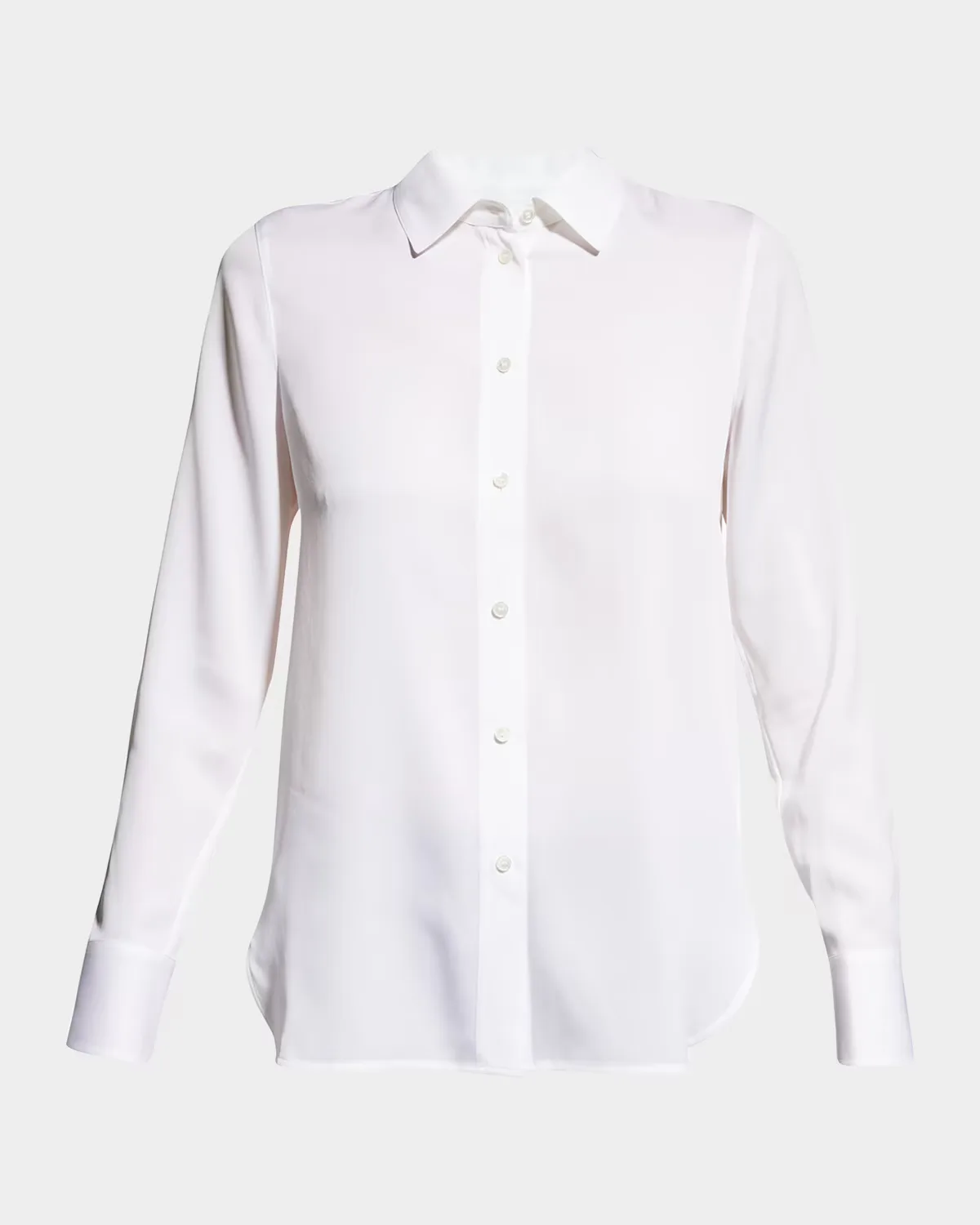 Slim-Fit Long-Sleeve Stretch-Silk Blouse by Vince