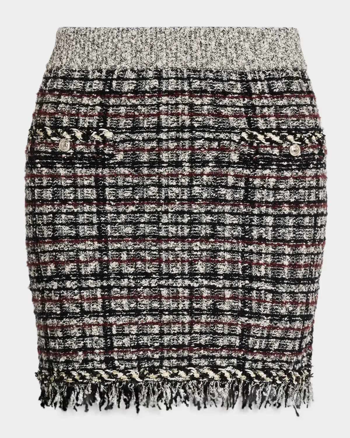 Dove Tweed Fringe Mini Skirt