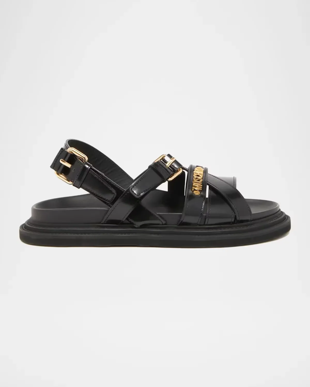 Logo Leather Sandals by Moschino