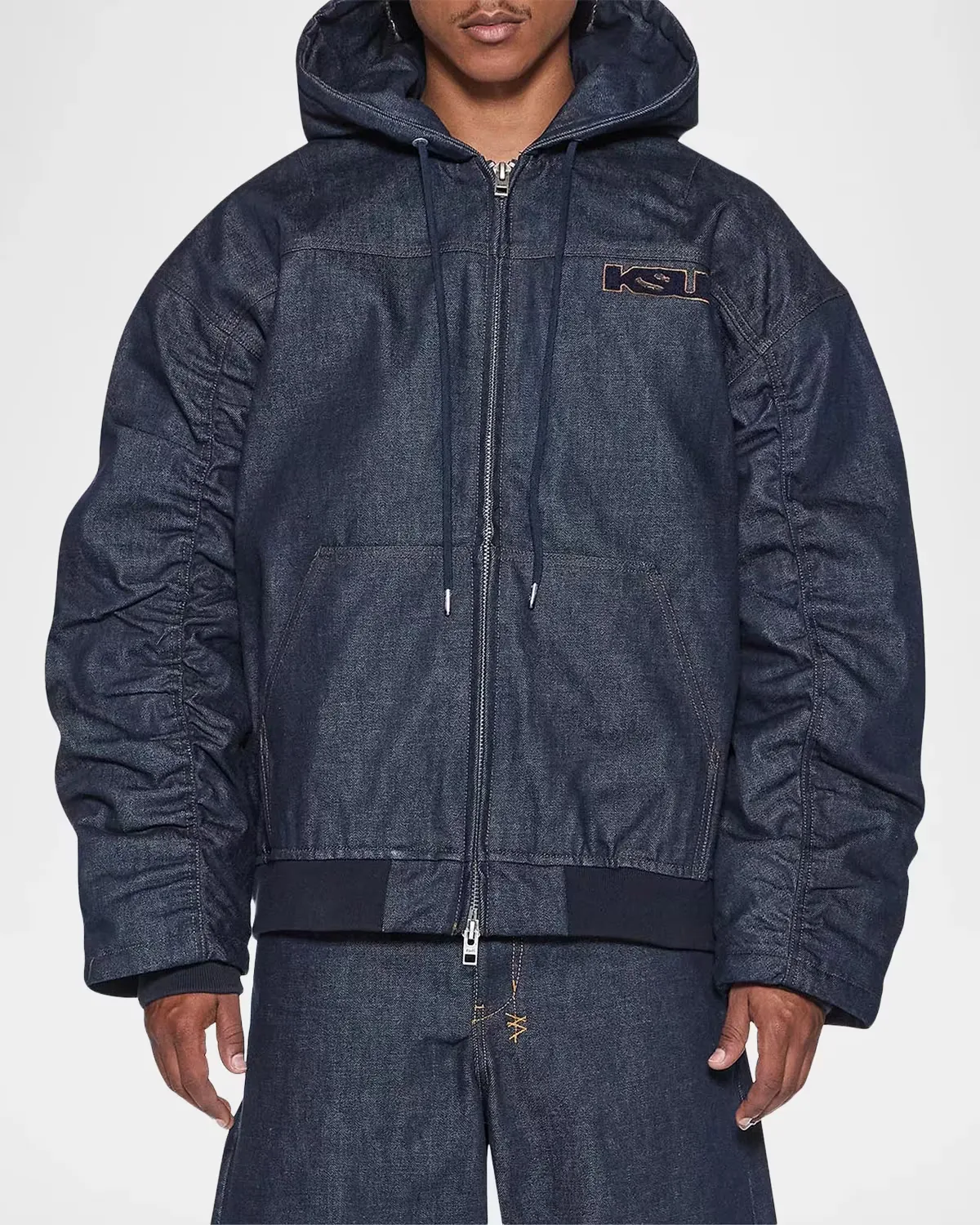 Slouch Logo Cotton Oversized Bomber Jacket - DENIM by Ksubi