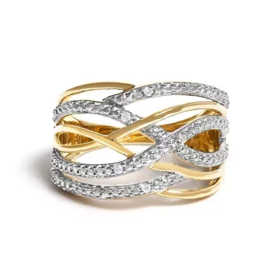 925 Sterling Silver Diamond Accent Crossover Ring by Haus of Brilliance