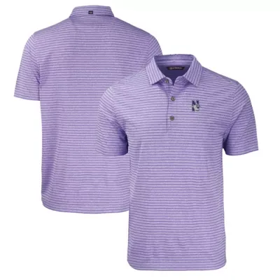 NCAA Northwestern Wildcats Forge Eco Stripe Stretch Recycled Polo by Cutter & Buck