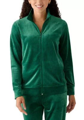 Velour Rib Zip Front Jacket by Kim Rogers