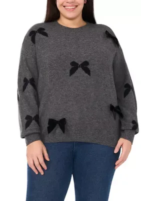 Long Sleeve 3D Bow Applique Sweater by CeCe