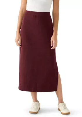 Rib-Knit Side Slit Skirt