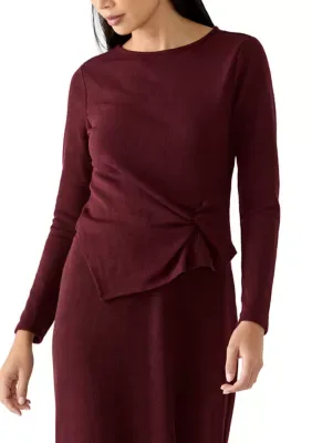 Twist Front Rib Knit Top