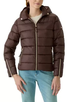 Moto Puffer Jacket with Hood by Nicole Miller