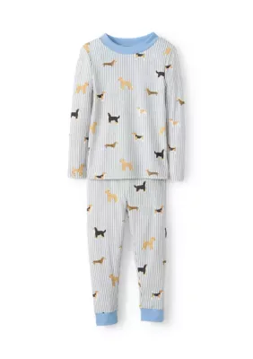 Striped Dog Print Pajama Set by Pajamarama