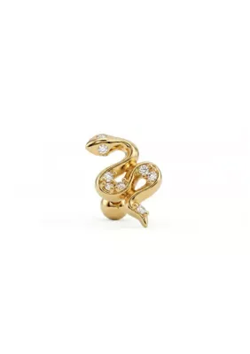 10K Solid Gold 16G Snake Cz Cartilage Stud by Zahav Jewelry