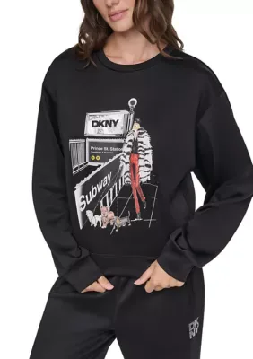 Subway Girl Graphic Scuba Sweatshirt by DKNY