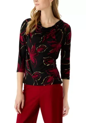 Floral Cowl Neck Top by Anne Klein