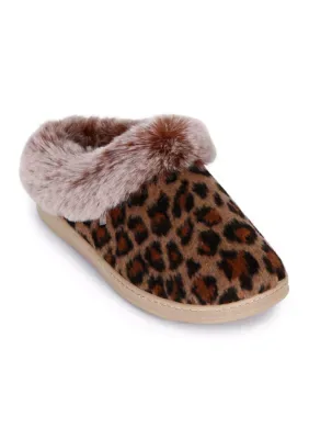 Brushed Leopard Clog Slippers with Arch Support