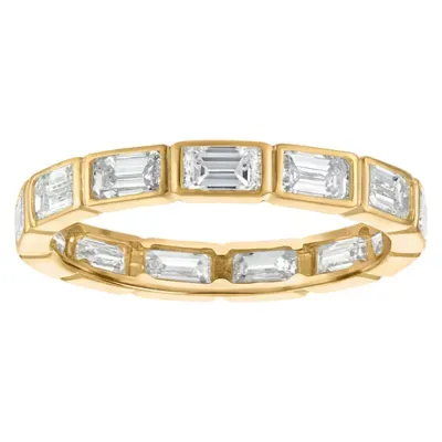 Jordan Blue NYC Lab Created Sterling Silver Emerald Cut 2.5Ct Lab Grown Diamond Bezel Eternity Band