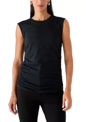 Side Ruched Sleeveless T-Shirt by Calvin Klein