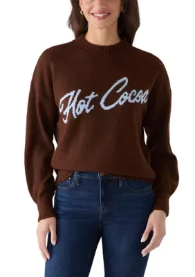 Graphic Mock Neck Sweater by Olive  Oak