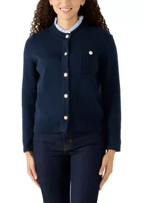 Crew Neck Cardigan Sweater by Grey & Gray