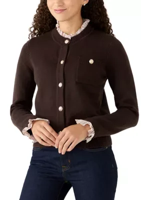 Crew Neck Cardigan Sweater by Grey & Gray