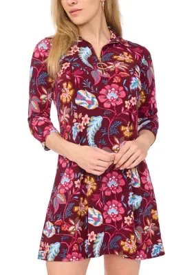 Floral Print Long Sleeve Zip Dress by Msk
