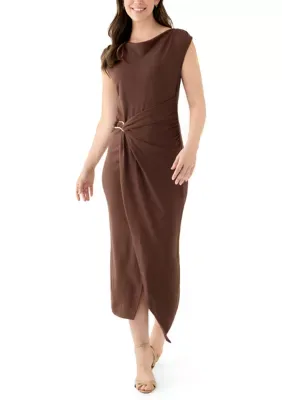 Belted Cap Sleeve Dress by Msk