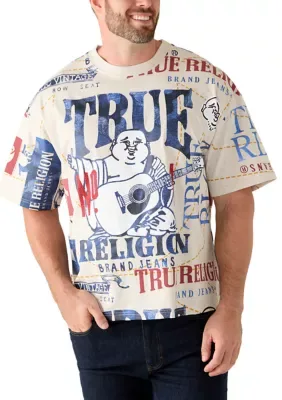 No. 1 Logo Oversized Short Sleeve Graphic Tee by True Religion