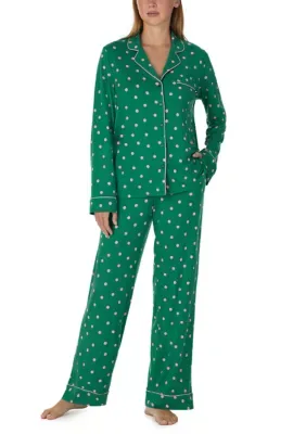 Long Sleeve Notch Collar Shirt and Pants Pajama Set