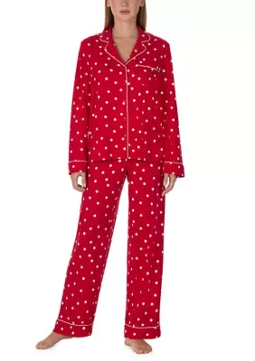 Long Sleeve Notch Collar Shirt and Pants Pajama Set