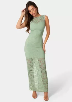Lace Racer Sleeveless Maxi Dress by bebe