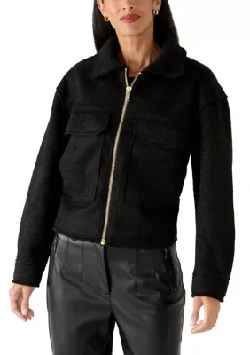 Textured Zip-Front Jacket by Velvet Heart