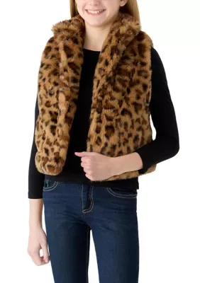 Animal Print Faux Fur Vest by Crown & Ivy
