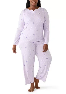 Split Neck Pajama Set by HUE