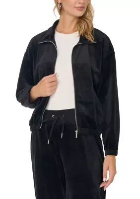 Zip Front Velour Jacket by Vince Camuto