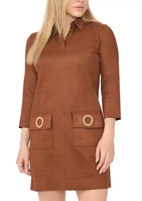 Scuba Suede Grommet Pocket Dress by Msk