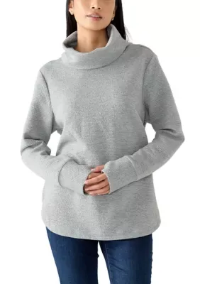 Funnel Neck Jacquard Tunic Top by Lands' End