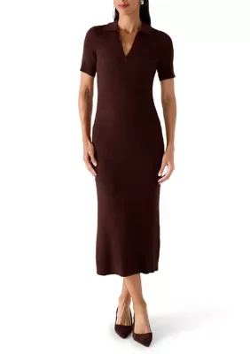 Elbow Sleeve Rib Polo Sweater Dress by Ted Baker