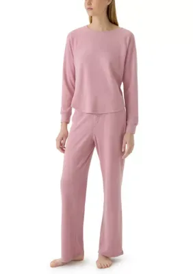 Brushed Knit Top and Thermal Pants Set