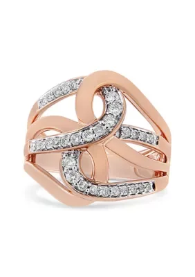 10K Rose Gold 1/2 Cttw Round-Cut Diamond Intertwined Multi-Loop Cocktail Ring by Haus of Brilliance