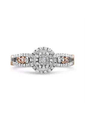 14K Rose Gold Plated.925 Sterling Silver 3/8 Cttw Round Diamond Double Frame Cross-Over Split Shank Engagement Ring by Haus of Brilliance