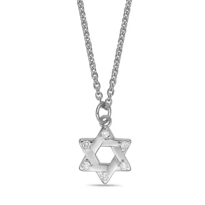 Lab Created Diamond Star of David Pendant Necklace in Sterling Silver - 16 In by Brilliant Grown