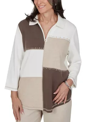 Luxe Be a Lady Colorblock Rib Sweater by Alfred Dunner